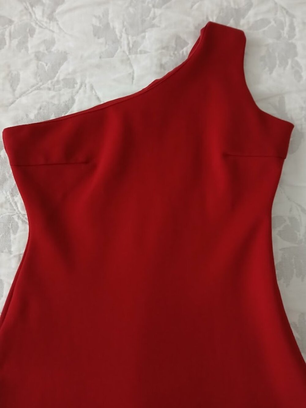 LULU'S Deep Red Body Con One Shoulder Dress - XS